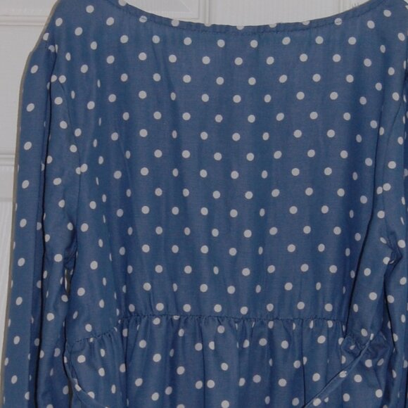 NWOT Beautees Girls Size M, Summer Dress, Blue with White Polka Dots - Picture 6 of 8